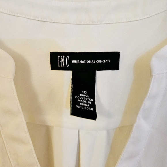 INC White Chiffon Office Blouse 10 L - Picture 3 of 3